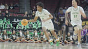 Dominick Nelson(0) pushes the ball up the court vs Grand Canyon.