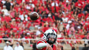 Texas Tech Red Raiders quarterback Behren Morton (2) passes against Arkansas-Pine Bluff. Mandatory Credit: Michael C. Johnson-Imagn Images