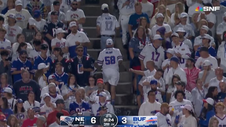 Mike Tirico Delights Viewers By Calling Bills Fan Running Up Stairs With Football
