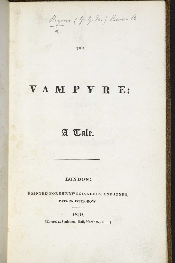 The title page of ‘The Vampyre.’