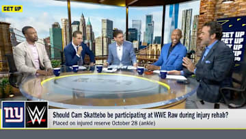 The ‘Get Up’ crew listens to Jeff Saturday explain why Cam Skattebo may not have weighed all the risks of appearing on WWE Raw.