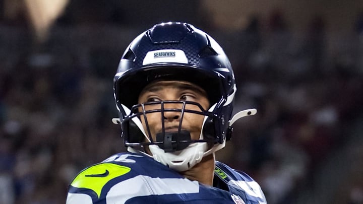 Seattle Seahawks running back Zach Charbonnet runs