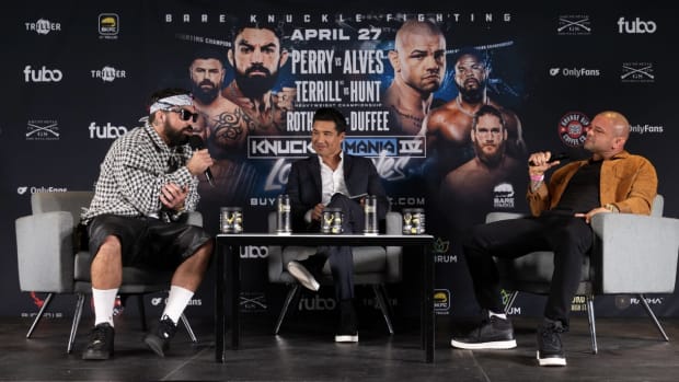 Mario Lopez hosted the BKFC KnuckleMania IV press conference at the Peacock Theater in downtown Los Angeles