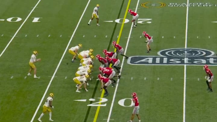 Notre Dame draws Georgia offsides during the Sugar Bowl. Notre Dame draws Georgia offsides during the Sugar Bowl.