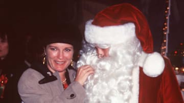 11/30/97 Hollywood, CA. Kate Mulgrew ("Star Trek: Voyager") with Santa Claus at the Hollywood Christ