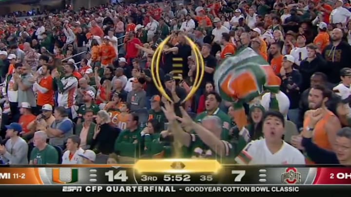 This yellow ESPN flash graphic made fans think flags were being thrown during Miami-Ohio State. 