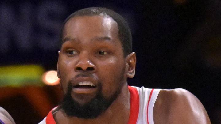 Los Angeles Lakers forward LeBron James (23) defends Houston Rockets forward Kevin Durant (7) in the first half of game two of the first round of the 2026 NBA Playoffs against the Houston Rockets at Crypto.com Arena on Apr 21, 2026.