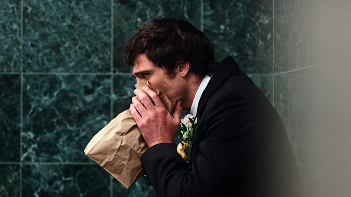 Jacob Elordi as Nate Jacobs in Euphoria season 3 episode 3. 