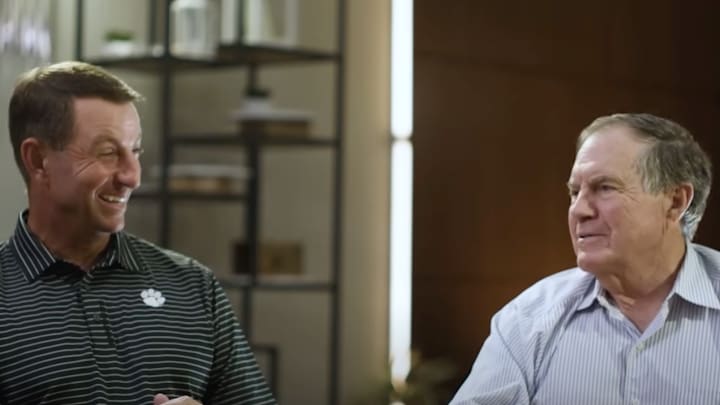 Swinney (left) and Belichick (right) will face off when Clemson travels to North Carolina on October 4. 