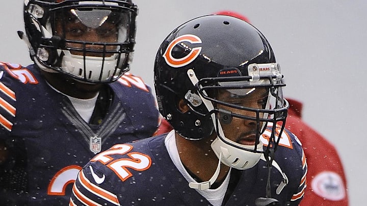 Jan 3, 2016; Chicago, IL, USA; Chicago Bears running back Matt Forte (22) warms up before the Chicago Bears game against the Detroit Lions at Soldier Field. Mandatory Credit: Matt Marton-USA TODAY Sports