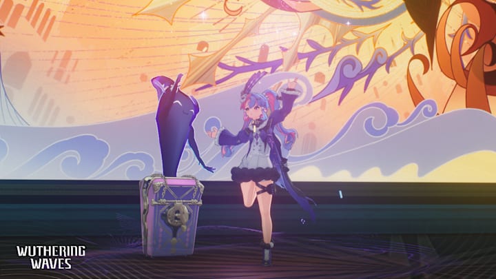 Wuthering Waves screenshot of Roccia and Pero dancing.