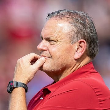 Arkansas Razorbacks coach Sam Pittman at Outback Bowl in Tampa, Fla., on Jan. 1, 2022.