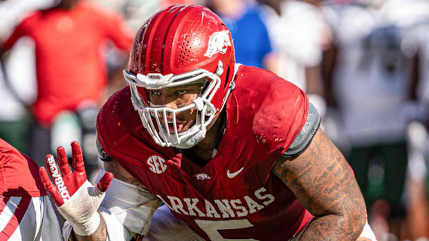 Razorbacks defensive lineman Cameron Ball against UAB