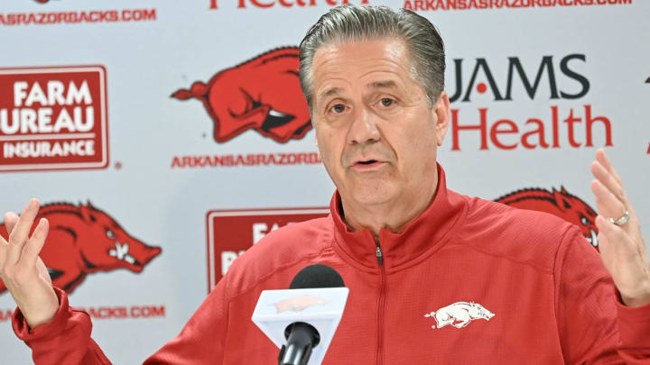 Arkansas Razorbacks coach John Calipari at introductory press conference in April at Bud Walton Arena in Fayetteville, Ark.