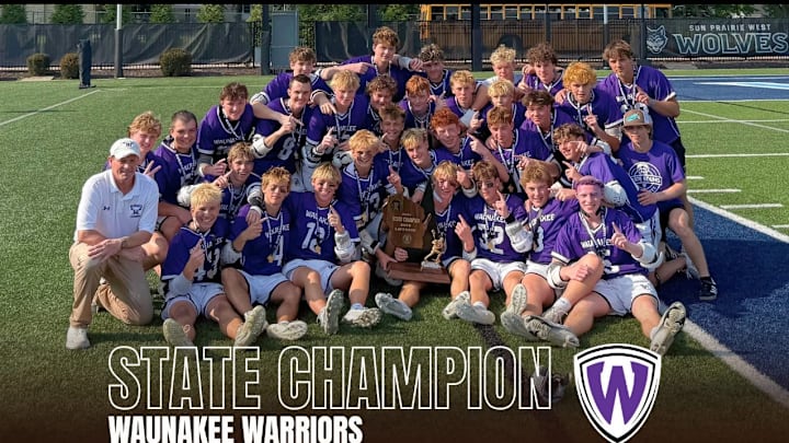 The Waunakee High School boys lacrosse team won the WIAA state championship on Saturday. The Waunakee High School boys lacrosse team won the WIAA state championship on Saturday.