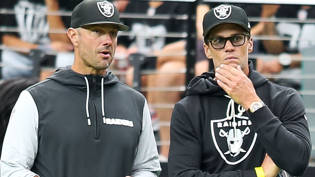 Las Vegas Raiders GM John Spytek, and minority owner Tom Brady