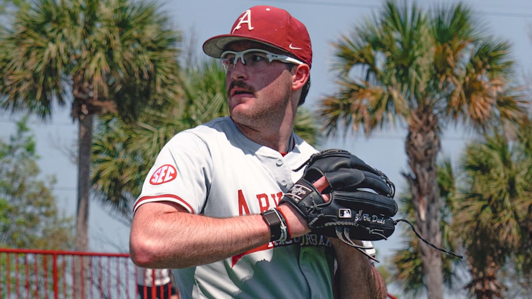 Arkansas Razorbacks pitcher Colin Fisher during warmups before game with South Carolina Gaecocks. Arkansas Razorbacks pitcher Colin Fisher during warmups before game with South Carolina Gaecocks.