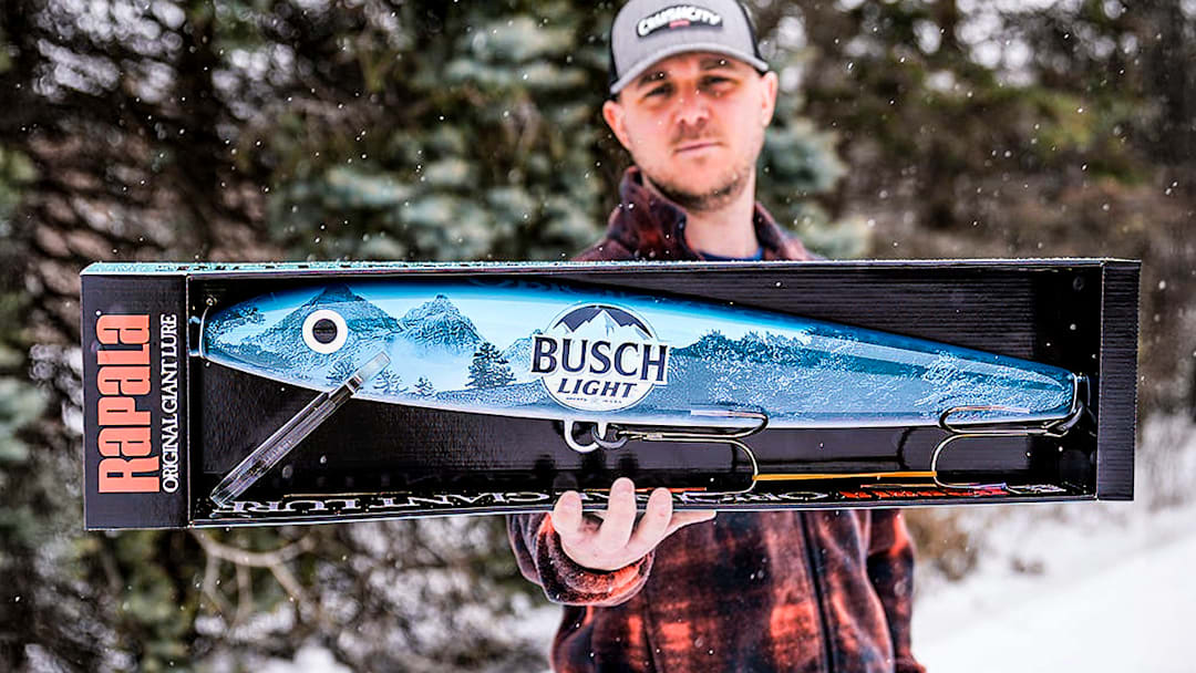 The Rapala Busch Light Original Giant Lure will add fishing flair and originality to any cottage, office, or man cave wall. The Rapala Busch Light Original Giant Lure will add fishing flair and originality to any cottage, office, or man cave wall.