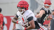 Arkansas Razorbacks' running back Keshawn Davila during drills at the team's first fall practice in Fayetteville, Ark.