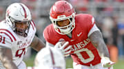 Arkansas Razorbacks running back Braylen Russell on a carry against the Alabama A&M Bulldogs at Razorback Stadium in Fayetteville, Ark.