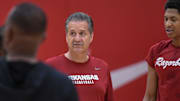 Arkansas Razorbacks coach John Calipari during summer practice at the Eddie Sutton Practice Court in Fayetteville, Ark.