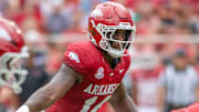 Arkansas Razorbacks linebacker Stephen Dix against the Alabama A&M Bulldogs at Razorback Stadium in Fayetteville, Ark.