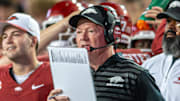 Arkansas Razorbacks coach Bobby Petrino on the sidelines during game with the Texas A&M Aggies at Razorback Stadium in Fayetteville, Ark.