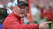 Arkansas Razorbacks athletics director Hunter Yurachek on the sidelines during game against the Texas A&M Aggies at Razorback Stadium in Fayetteville, Ark.