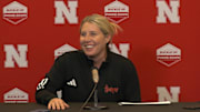 Nebraska volleyball coach Dani Busboom Kelly met with the media Tuesday ahead of the Husker Games exhibition against Kansas.