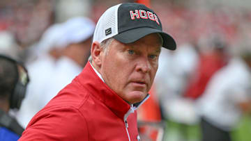 Arkansas Razorbacks athletics director Hunter Yurachek on the sidelines during game against the Texas A&M Aggies at Razorback Stadium in Fayetteville, Ark.