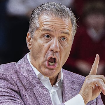 Arkansas Razorbacks coach John Calipari during game against Southern in the season opener at Bud Walton Arena in Fayetteville, Ark.