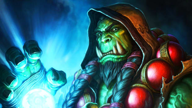 World of Warcraft shaman Thrall using magic.