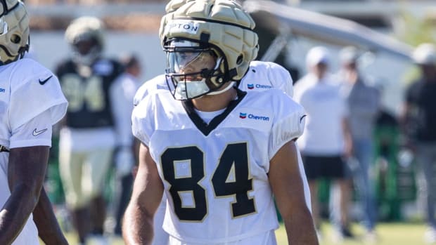 New Orleans Saints rookie wide receiver Mason Tipton (84)