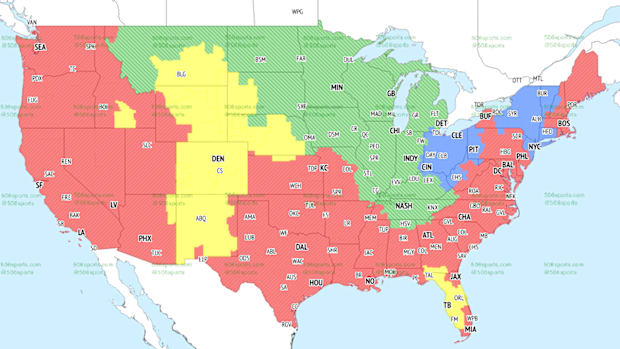 Eagles-Saints game is projected in red and will be broadcast on FOX.