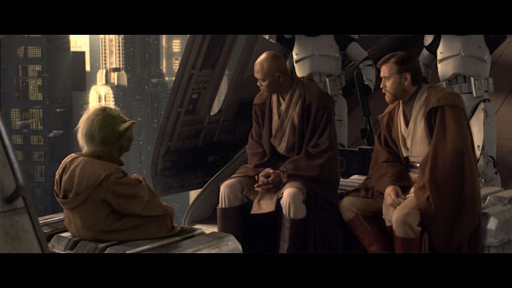 Star Wars: Episode III - Revenge of the Sith. Yoda, Mace Windu, Obi-Wan Kenobi. Image Credit: StarWars.com