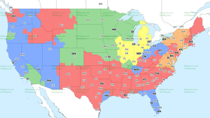 FOX Single Game NFL TV Coverage Map, Week 11