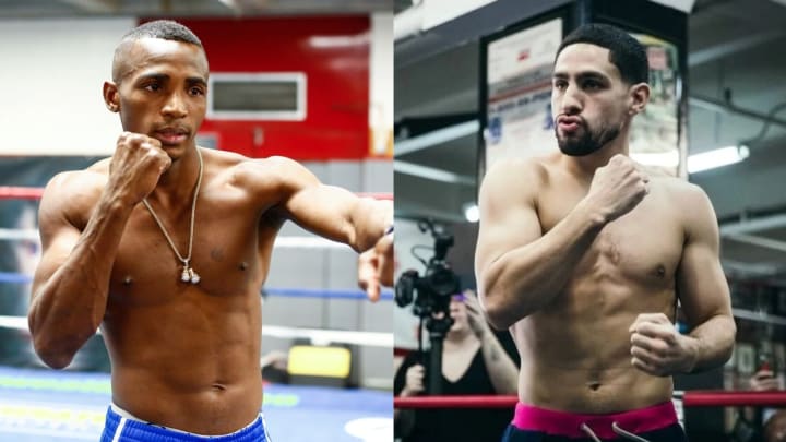 Danny Garcia (right) aims for a title in his new weight class against Erislandy Lara (left).