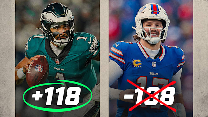 The Eagles are +118 underdogs against the Bills in NFL Week 17 action.