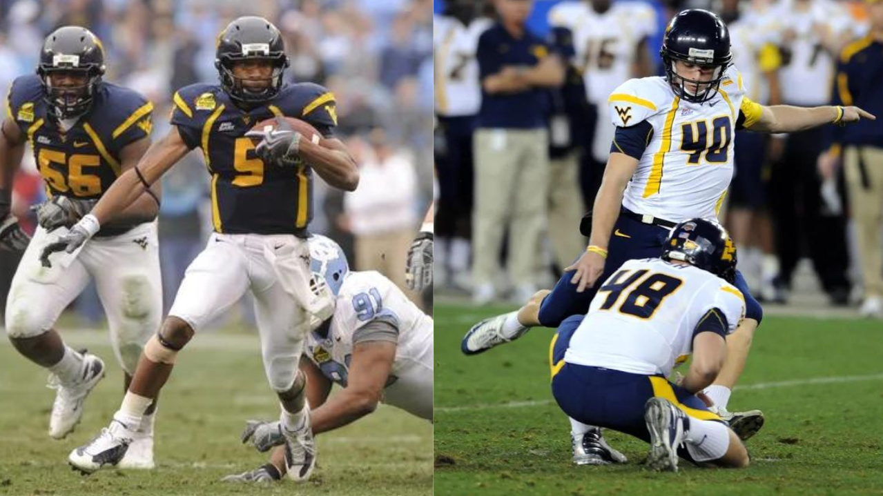 Pat McAfee vs. Pat White in the Gold Blue Spring Game