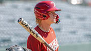 Arkansas outfielder Maika Niu at the plate during a fall intrasquad scrimmage on Oct. 4 