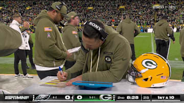 Matt LaFleur was taking notes on his play sheet while the game was going on.