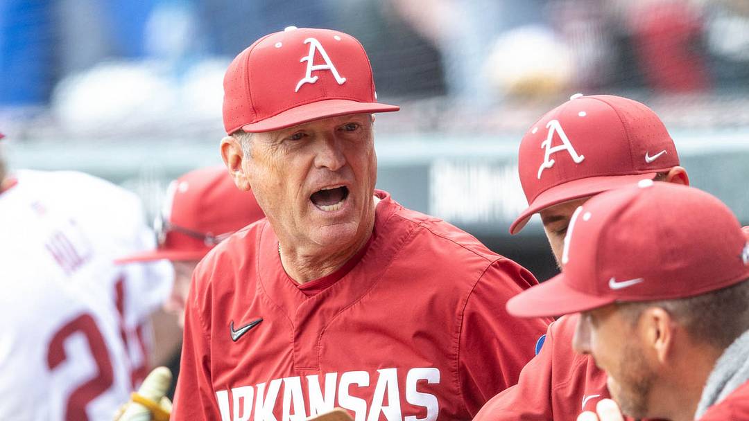 Arkansas Razorbacks coach Dave Van Horn in the dugout during a 17-9 win over Southeast Missouri to open the Fayetteville Regional of the NCAA Tournament.