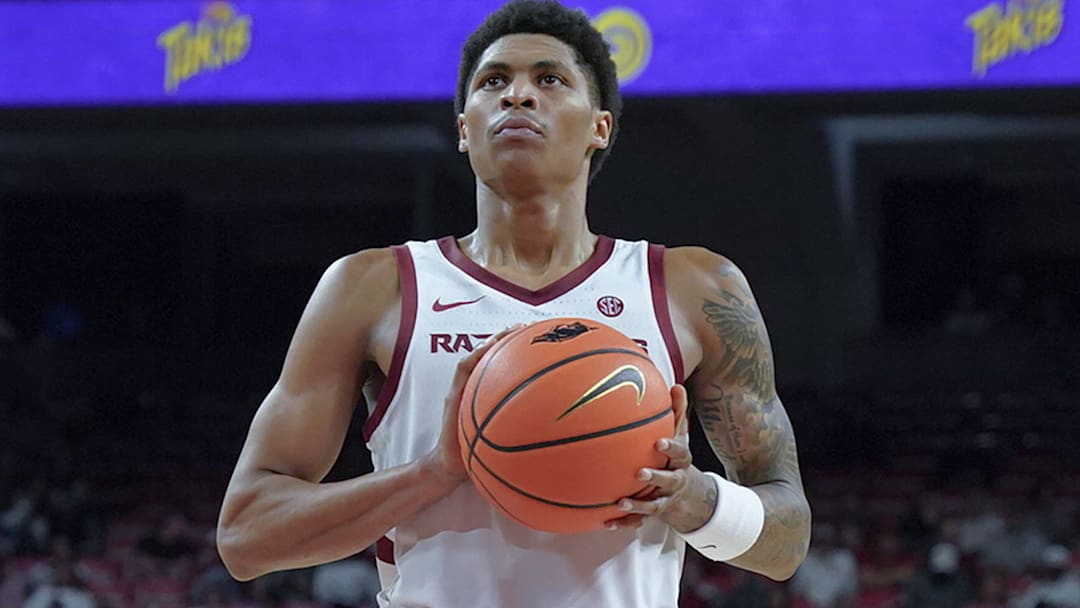 Arkansas Razorbacks forward Meleek Thomas against the Winthrop Eagles at Bud Walton Arena in Fayetteville, Ark.