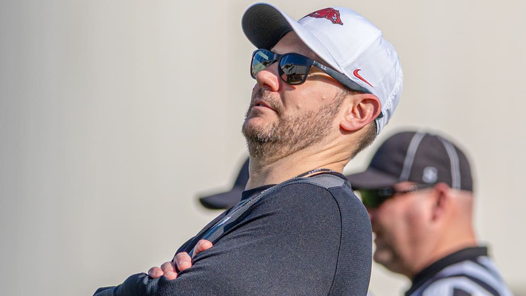 Arkansas Razorbacks coach Ryan Silverfield during spring practices.