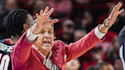 Arkansas Razorbacks coach John Calipari on the sidelines against the Georgia Bulldogs at Bud Walton Arena in Fayetteville, Ark.