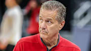 Arkansas Razorbacks coach John Calipari during Sweet 16 practice Wednesday at the Chase Center in San Francisco.