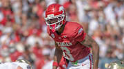 Arkansas Razorbacks defensive back Larry Worth during game against Notre Dame at Razorback Stadium in Fayetteville, Ark.