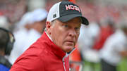 Arkansas Razorbacks athletics director Hunter Yurachek on the sidelines during game against the Texas A&M Aggies at Razorback Stadium in Fayetteville, Ark.