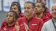 Arkansas Razorbacks and coach John Calipari at Care Society event in Springdale on Friday before their exhibition game with Cincinnati at Bud Walton Arena.