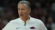 Arkansas Razorbacks coach John Calipari during exhibition matchup against the Cincinnati Bearcats at Bud Walton Arena in Fayetteville, Ark.